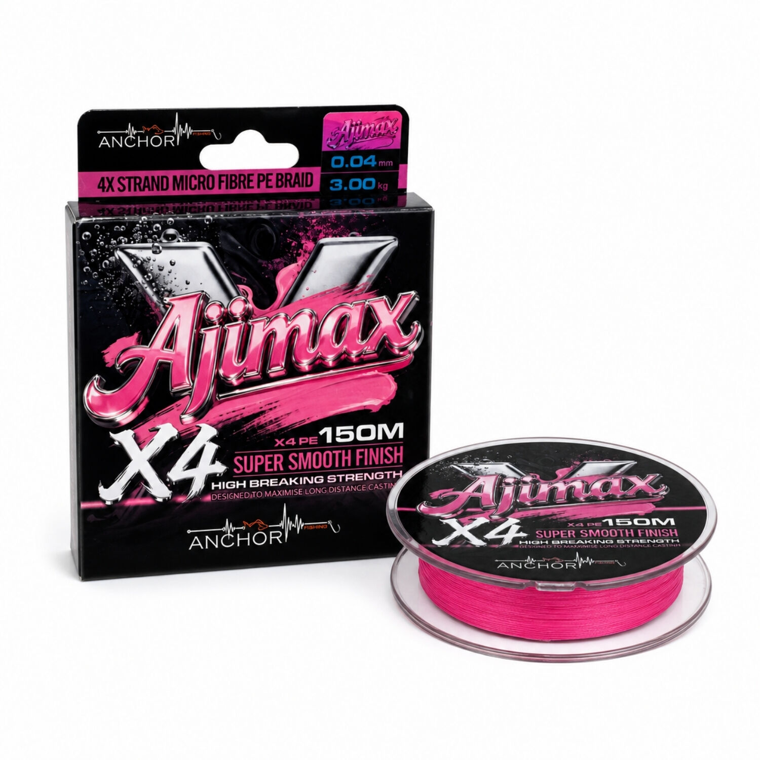 İp Örgü Misina - 4 Kat - Anchor Ajimax 4X - 150mt - Pembe - 0.04mm