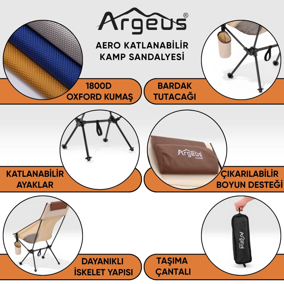 4 Adet Katlanır Kamp Sandalyesi ve Alüminyum Masa Seti - Aero Silver - Mavi