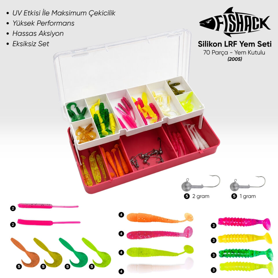 Silikon LRF Yem Seti -  70 Parça - Yem Kutulu - Fishack (2005)
