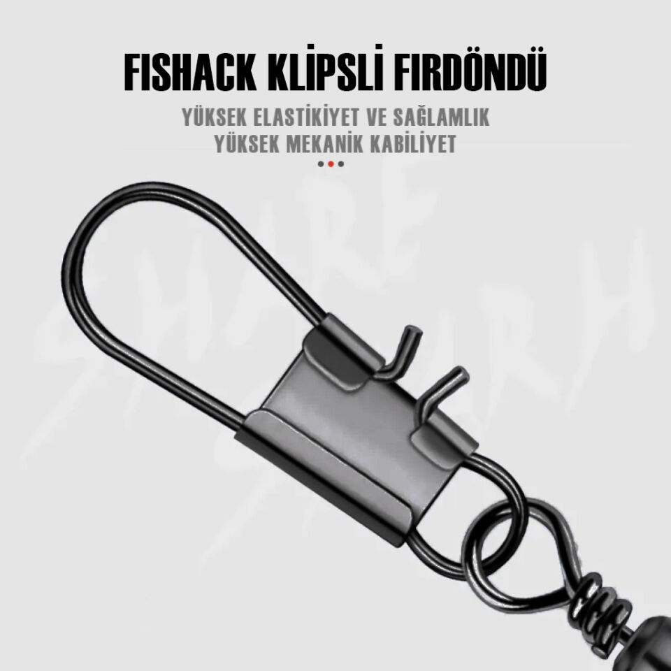 Fishack Paslanmaz Klipsli Fırdöndü Füme No: 8 12'li