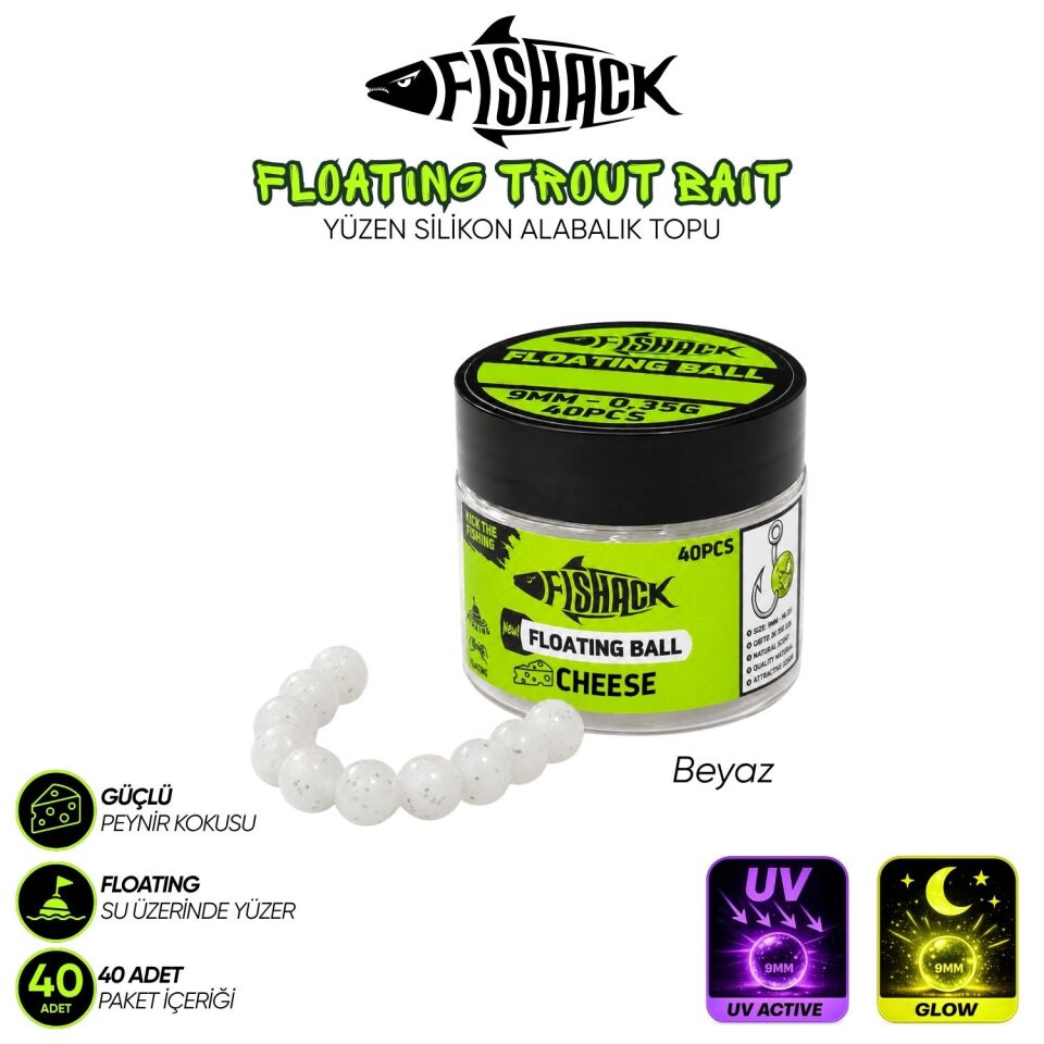 Yüzen Silikon Alabalık Topu - Fishack EggX - 40 Adet - Peynir Kokulu