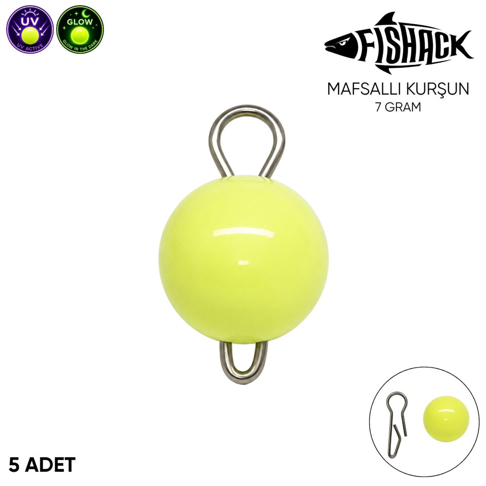 Mafsallı Kurşun - Hareketli İğne Kurşunu - UV Yeşil - 5'li Paket - 7 Gram