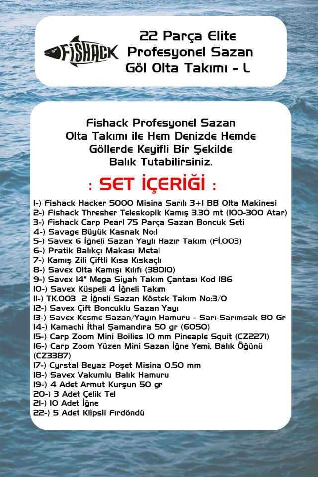 Fishack 23 Parça Elite Sazan (Carp) Olta Seti L - 3.30MT / 100-300GR