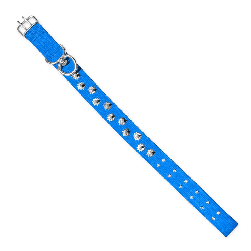 Dokuma Çivili Köpek Boyun Tasması - 5*80 cm - Mavi