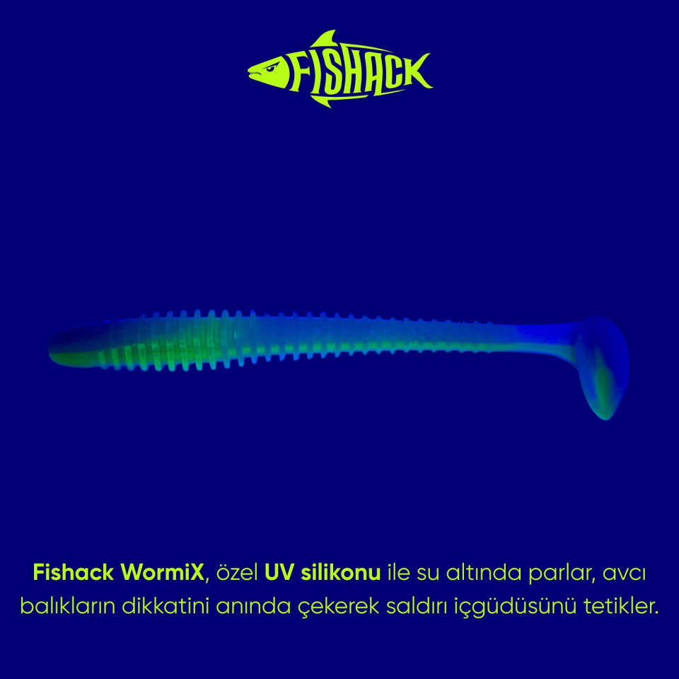 Silikon Kurt Yem - 4,2g 105mm - Turna/Levrek Silikonu - 1 Adet - Mavi/Yeşil