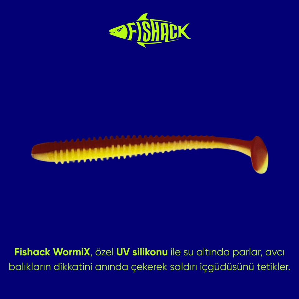Silikon Kurt Yem - 4,2g 105mm - Turna/Levrek Silikonu - 1 Adet - Kırmızı/Sarı