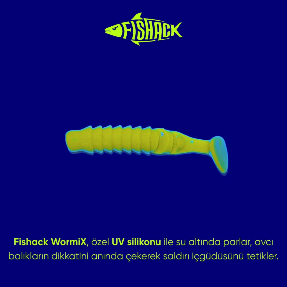 Silikon Kurt Yem - 1,5g 45mm - Fishack - 10 Adet - UV Silikon - Limon