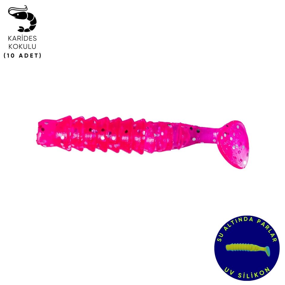 Silikon Kurt Yem - 1,5g 45mm - Fishack - 10 Adet - UV Silikon - Pembe