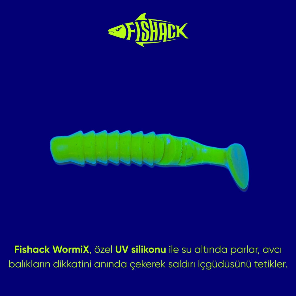 Silikon Kurt Yem - 1,5g 45mm - Fishack - 10 Adet - UV Silikon - Fluo Green