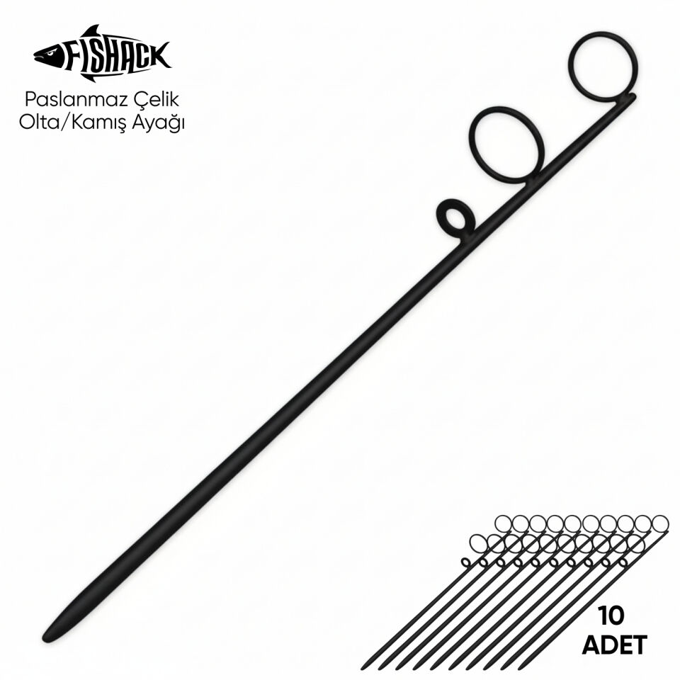Olta Kamış Ayağı - Paslanmaz Çelik - Fishack - Siyah - 10'lu