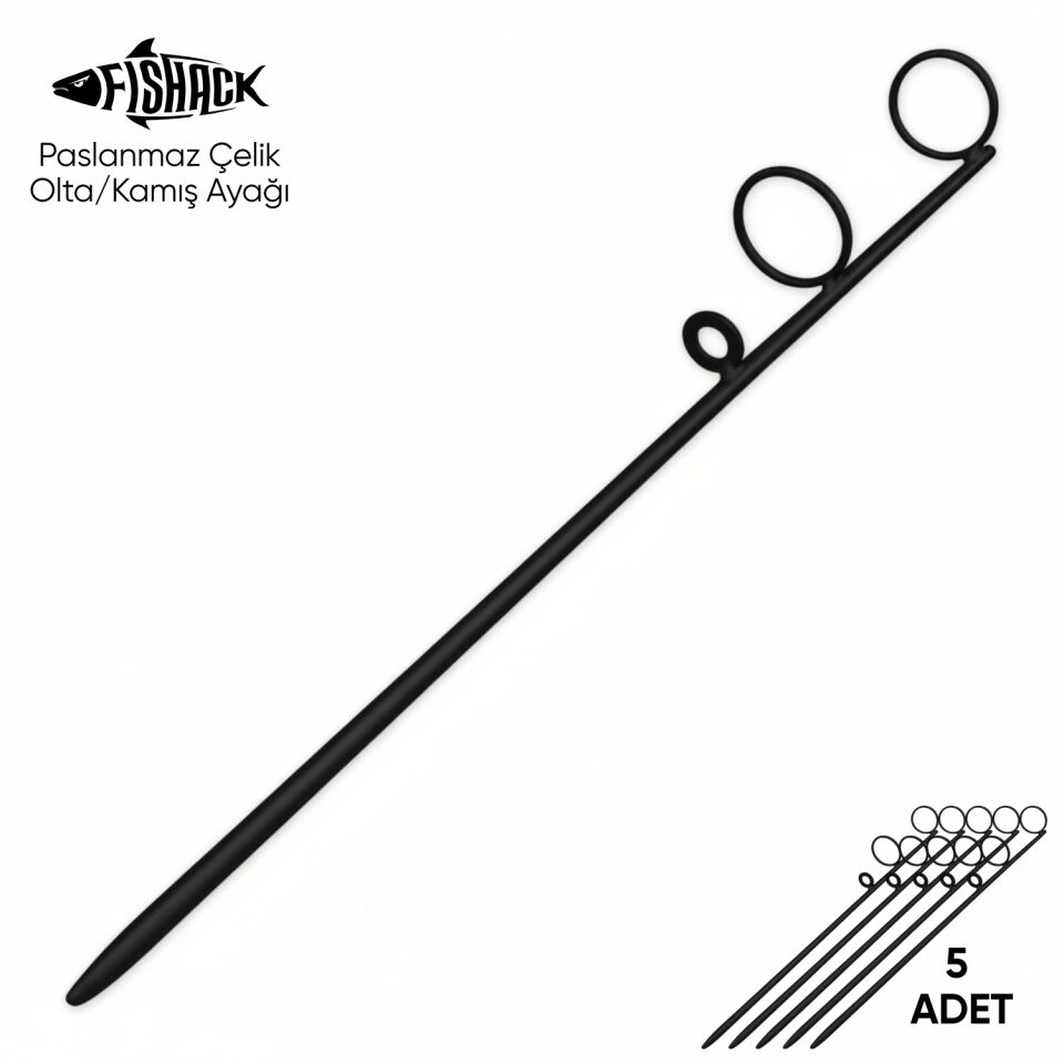 Olta Kamış Ayağı - Paslanmaz Çelik - Fishack - Siyah - 5'li