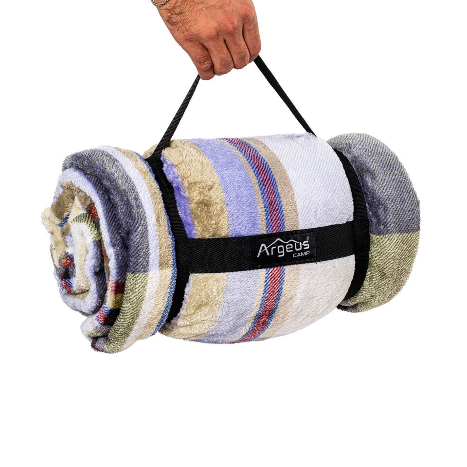 Peluş Polar Kamp Battaniyesi - Haki Ekose