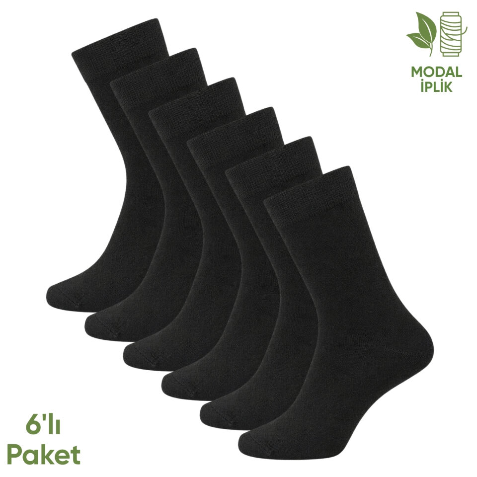 Modal İplik Erkek Soket Çorap - 6 Çift - Dikişsiz - Atlas - 18002 - Set 6