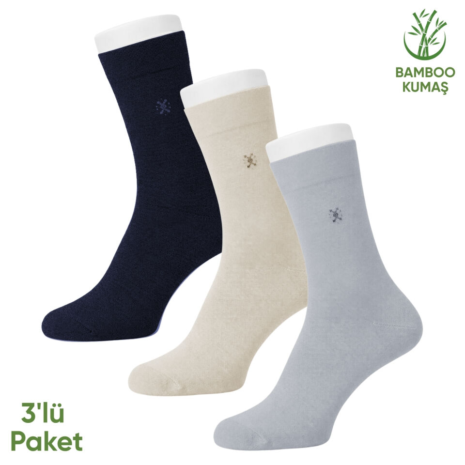 Bambu Erkek Soket Çorabı - 3 Çift - Dikişsiz - Gori -17135 - Set 4