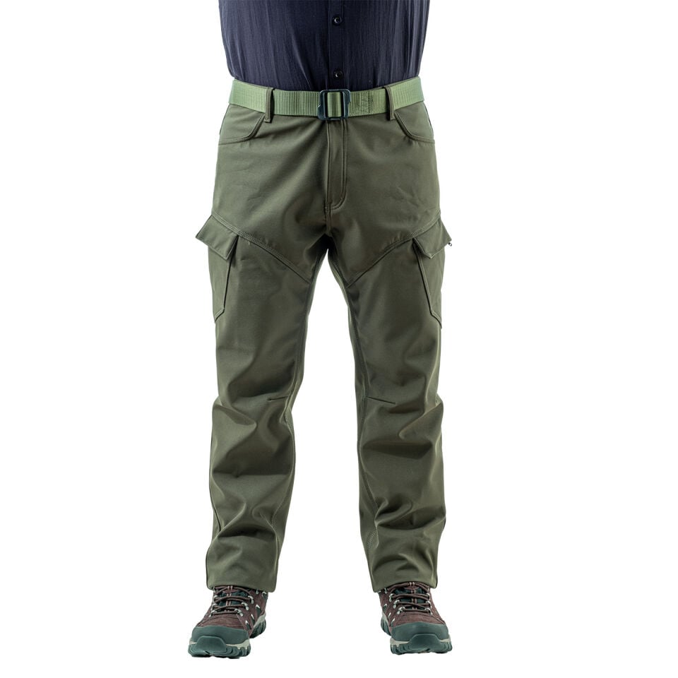 İçi Polarlı Softshell Pantolon - Su Rüzgar Geçirmez - Savage - Haki