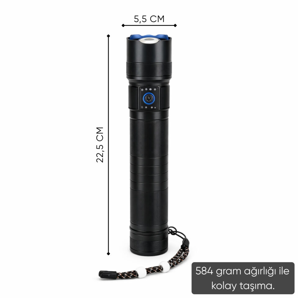 Şarj Edilebilir El Feneri - Wison - 5000 Lümen - 50 Watt