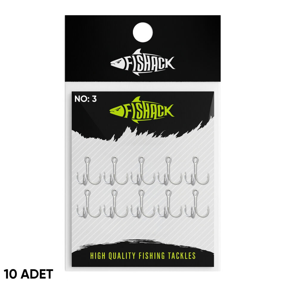 Üçlü İğne - Nikel Üçlü Kanca - Fishack 3210 - 10 Adet - No: 3