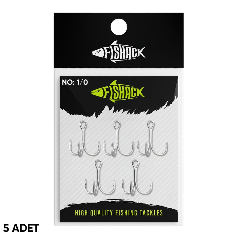 Üçlü İğne - Nikel Üçlü Kanca - Fishack 3210 - 5 Adet - No: 1/0