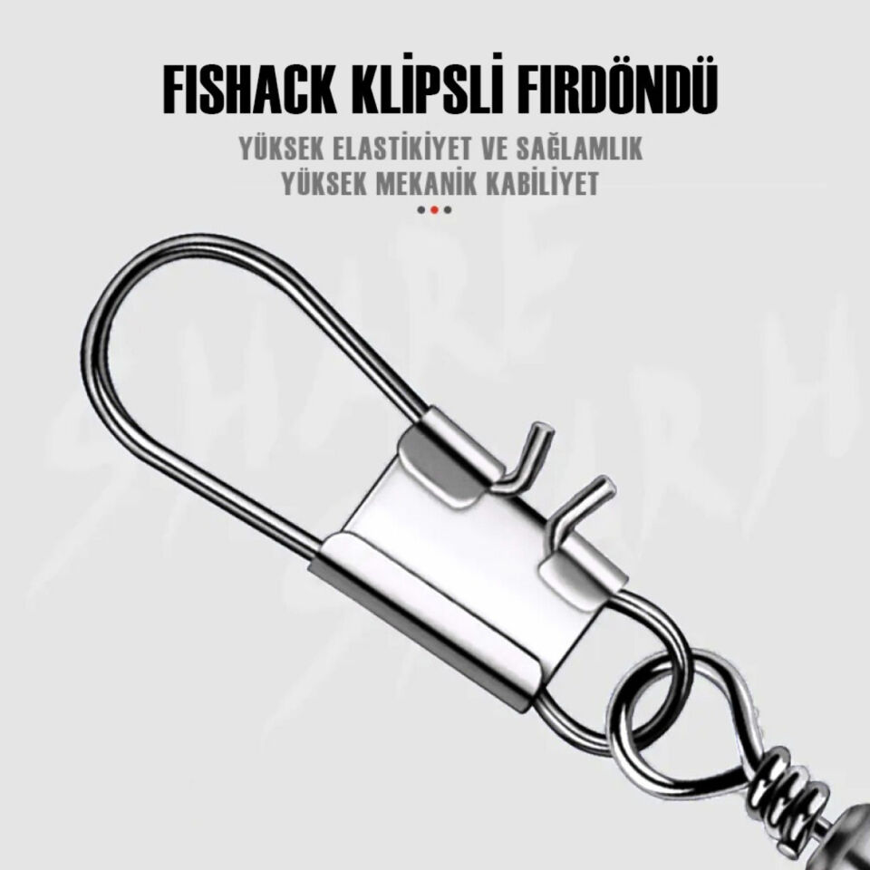 Fishack Paslanmaz Klipsli Fırdöndü Gümüş No: 5 12'li