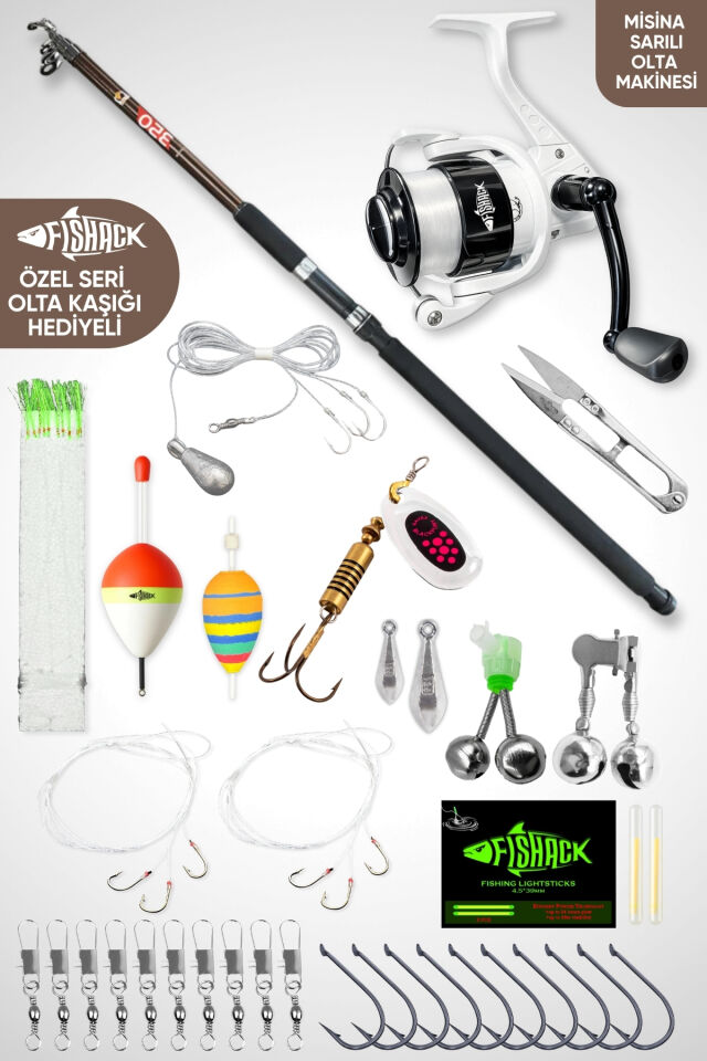 Deniz Ve Göl Surf Olta Takımı Seti 350cm Kamış 60/120gr / 60'lık Makine (Kahve)