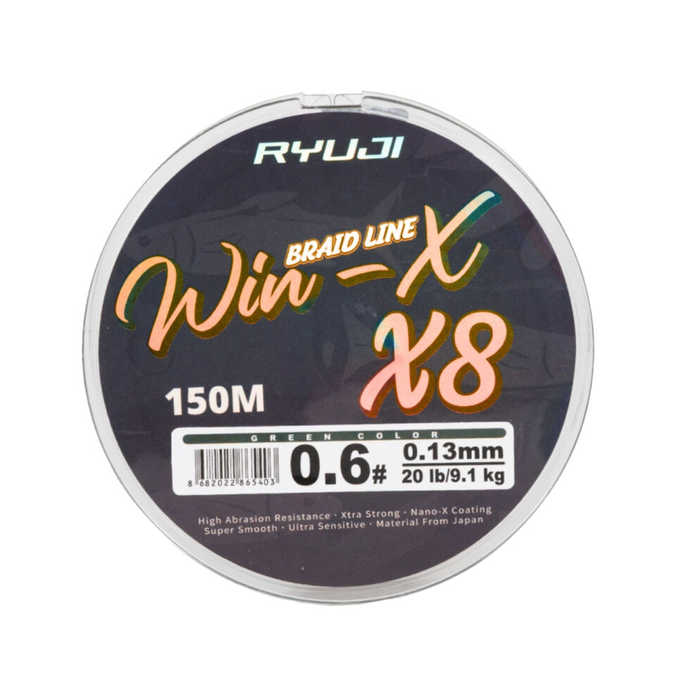 İp Örgü Misina - 8 Kat - Ryuji Winx X8 - 150mt - Yeşil - 0.13mm